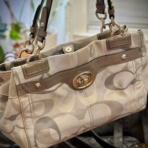 Coach Signature Beige Tote Bag